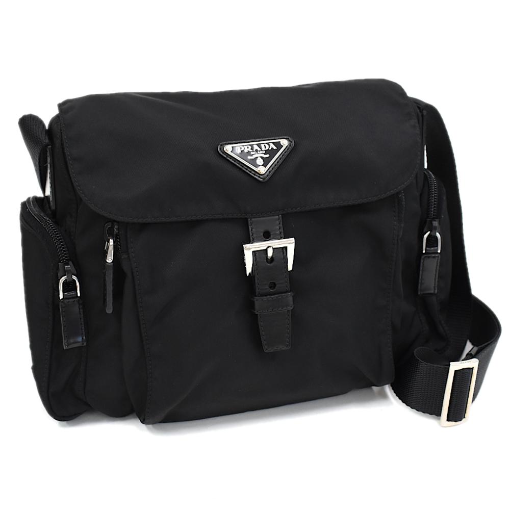 Prada Leather Shoulder Nylon Triangular Black Tri… - image 2